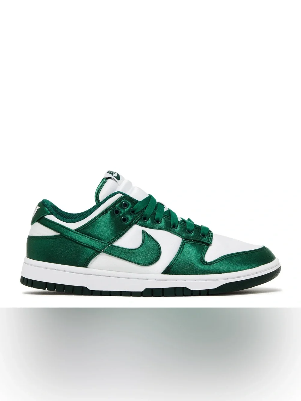 Nike Women's Dunk Low Satin Green, Size 6.